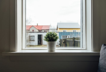 Icelandic details in front of the window, home interior in Iceland
