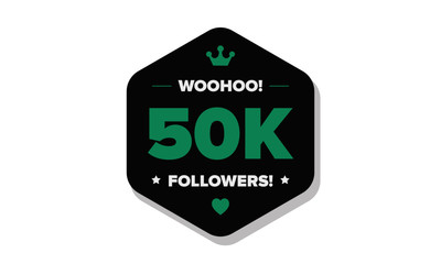  Woohoo 50K Followers Sticker for Social Media Page or Profile Post