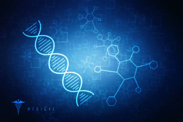 2d render of dna structure, abstract background

