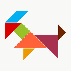 Funny dog from pieces of puzzle tangram