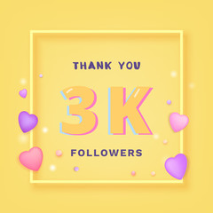 3K followers thank you. Vector illustration.