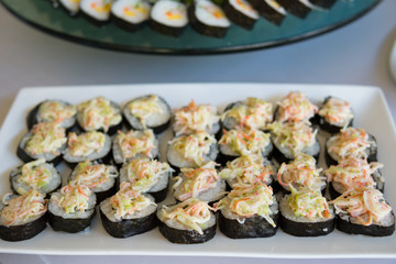 Set of sushi. Traditional Japanese food