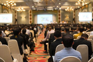 Abstract blur people lecture in seminar room, education or training concept