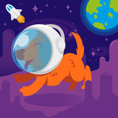 Dog astronaut  - obrazy, fototapety, plakaty