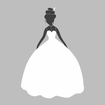 Silhouette of a beautiful woman in a ball gown, decorated with exquisite  pattern Stock Illustration | Adobe Stock