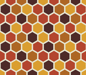 Hexagon seamless pattern, retro style. Vector backdrop. Good for print.