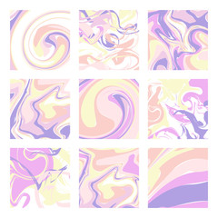 Fototapeta na wymiar Set of Marble Patterns. Abstract Texture with Pastels Colors in vector. Template for your design.
