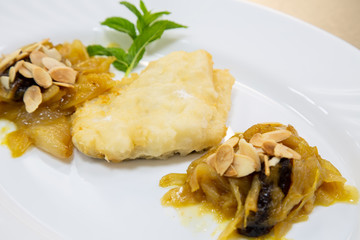 Cod with caramelized onions