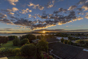 Fototapeta premium Sunset over Taupo, New Zealand