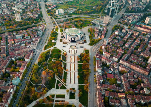 Aerial photo of National Palace of Culture in Sofia
