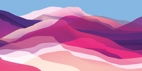 Color mountains, waves, abstract shapes, modern background, vector design Illustration for you project
