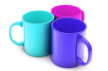 Realistic 3d rendered cups isolated on white background