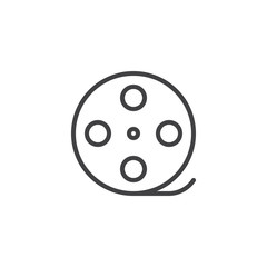 Film reel outline icon. linear style sign for mobile concept and web design. Filmstrip simple line vector icon. Symbol, logo illustration. Pixel perfect vector graphics