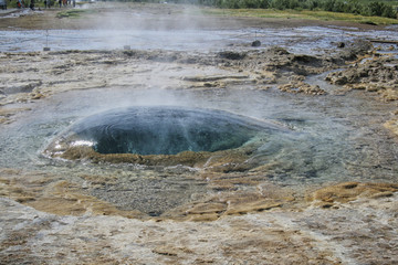 Geyser Strokur  in Iceland just before exploding