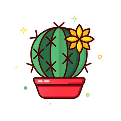 Line color icons of cactus