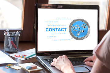 Contact concept on a laptop screen