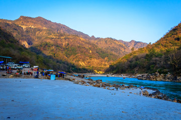 river bank in the lap of himalayas 