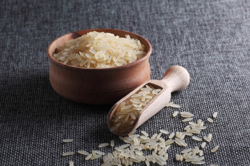 rice in a spoon and plate