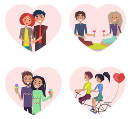 Couples in Love Happiness Vector Illustration