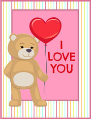 I Love You Poster Adorable Teddy Gently Hold Heart