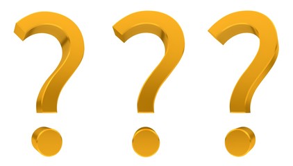 question marks golden 3d interrogation