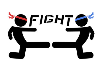 two puppets fighting