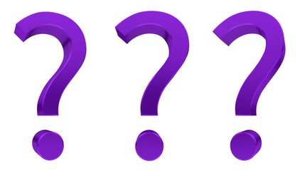 question mark 3d interrogation asking purple isolated on white