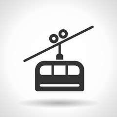 Monochromatic cable railway icon with hovering effect shadow on grey gradient background. EPS 10