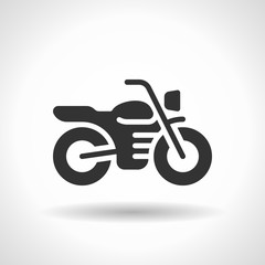 Monochromatic motorcycle icon with hovering effect shadow on grey gradient background. EPS 10