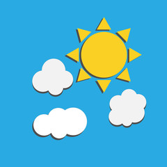 Flat sun and cloud weather web icon