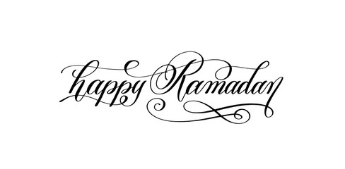 happy ramadan hand lettering calligraphy text