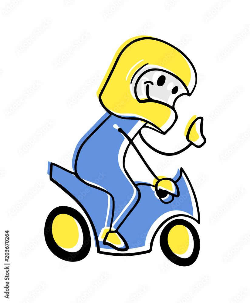 Sticker motorbike rider illustration