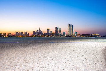 empty floor with panoramic cityscape