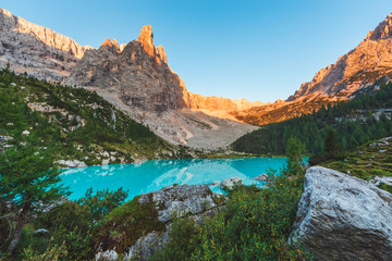 Sorapis lake in Dolomites, Italy