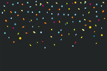 Colorful confetti isolated on black background