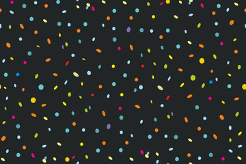 Seamless pattern of Colorful confetti isolated on black background