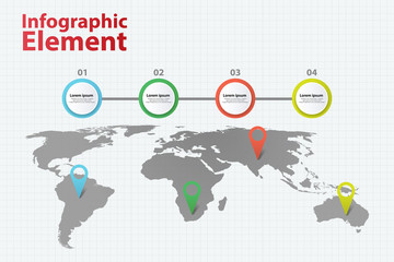Infographic Element World map Infographics with 4 different option