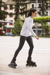 Female on roller skates.