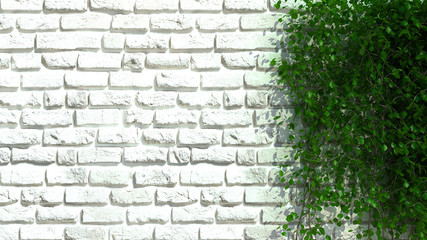 brick wall with green fence (3D rendering)