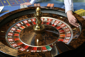 Roulette gambling table in casino