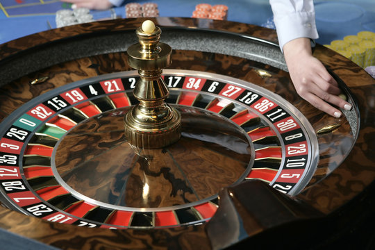 Roulette gambling table in casino