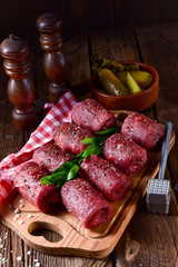 fresh raw beef roulades