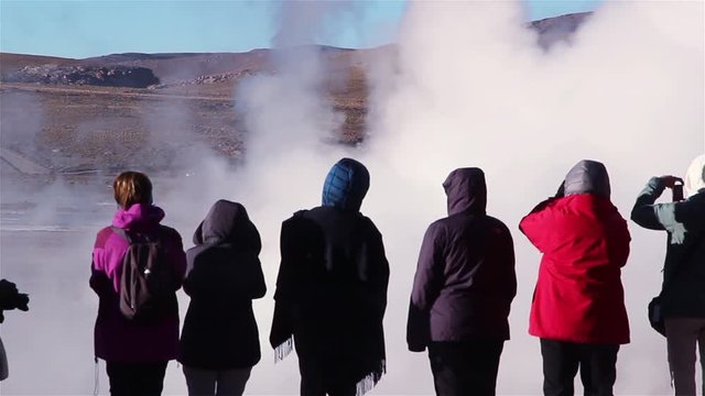 Erupting Geyser at El Tatio, Atacama Desert, Chile.