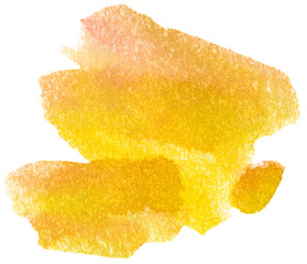 yellow watercolor stain of abstract form