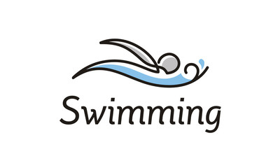 Artistic Line Art Swimming Pool Sport logo design inspiration