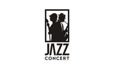 Silhouette Music Jazz Singer Saxophone Player Classic Logo design inspiration
