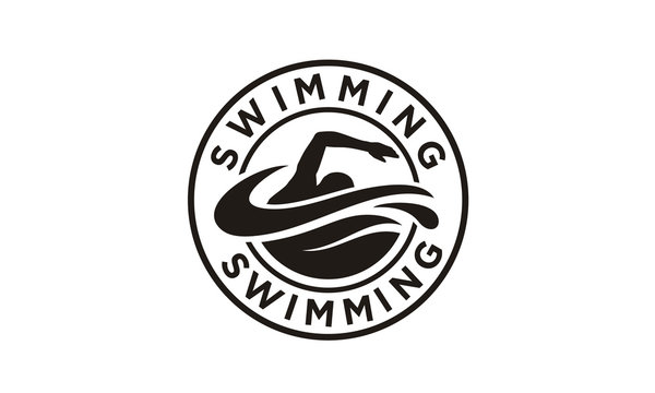 Swimming Sport Stamp Sticker Emblem Label logo design inspiration