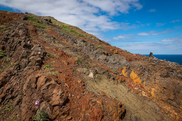Volcanic rocks on the Ponta de Sao Lourenco in Canical on the Madeira island, Portugal