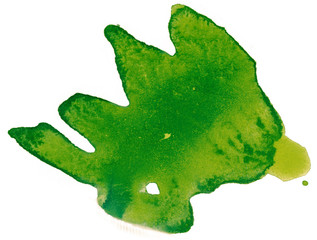 wash drawing green with a yellow tint watercolor