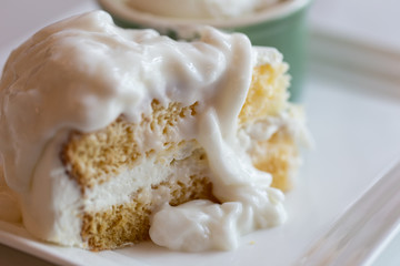 Coconut cake and ice cream.